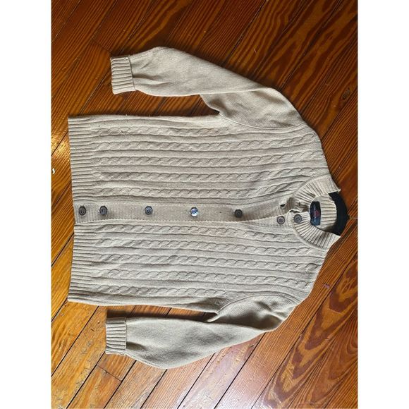 Mina Molinari Italy Wool Cashmere Beige Tan Knit Cardigan Size Large, MSRP $250+ - Picture 2 of 11